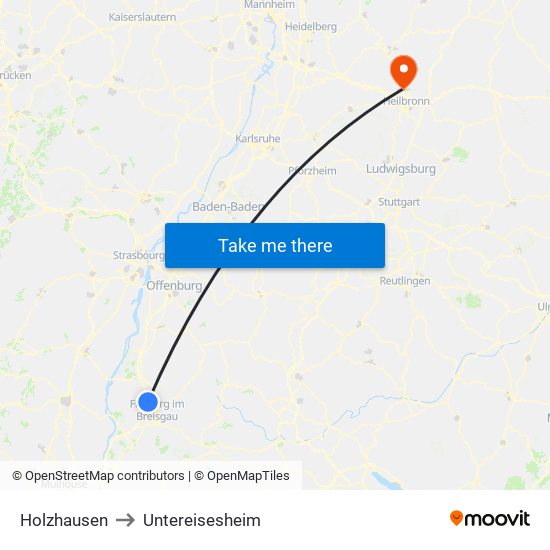 Holzhausen to Untereisesheim map