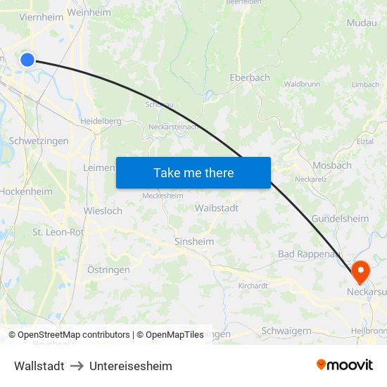 Wallstadt to Untereisesheim map