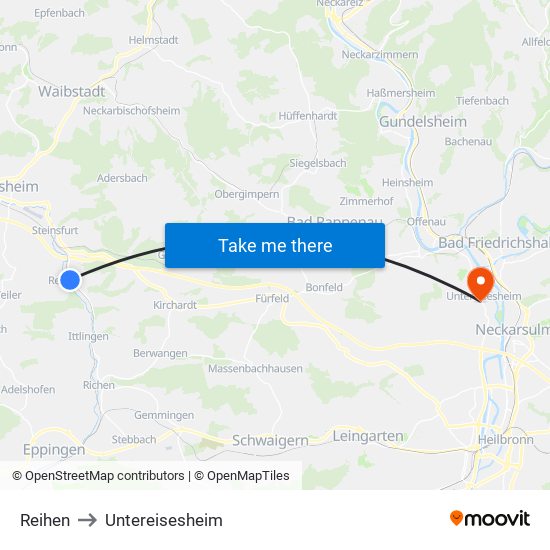 Reihen to Untereisesheim map