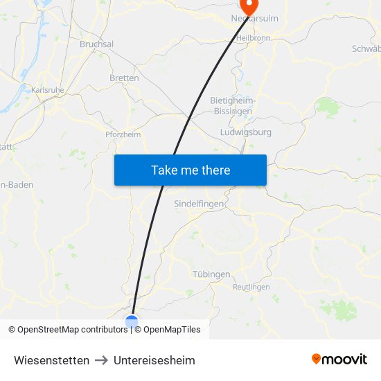 Wiesenstetten to Untereisesheim map