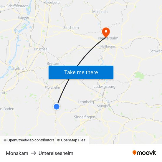 Monakam to Untereisesheim map