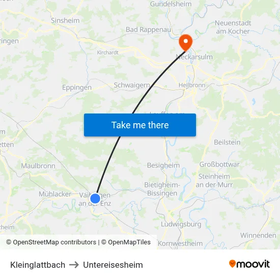 Kleinglattbach to Untereisesheim map