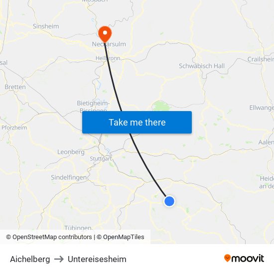 Aichelberg to Untereisesheim map