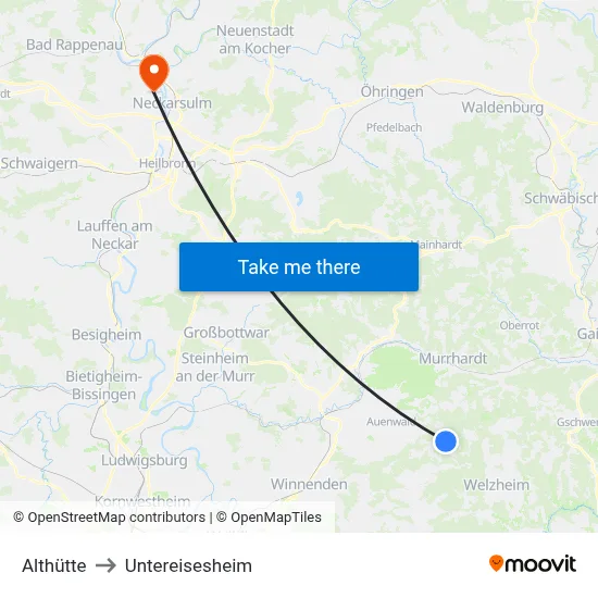 Althütte to Untereisesheim map