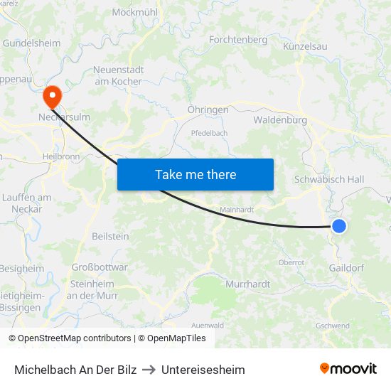 Michelbach An Der Bilz to Untereisesheim map