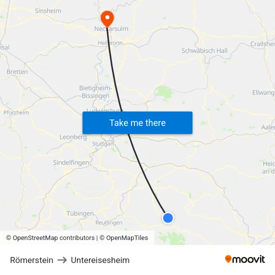 Römerstein to Untereisesheim map