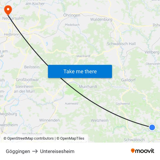 Göggingen to Untereisesheim map