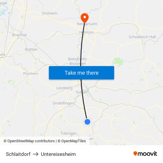 Schlaitdorf to Untereisesheim map