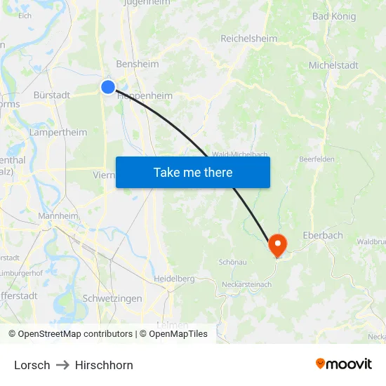 Lorsch to Hirschhorn map