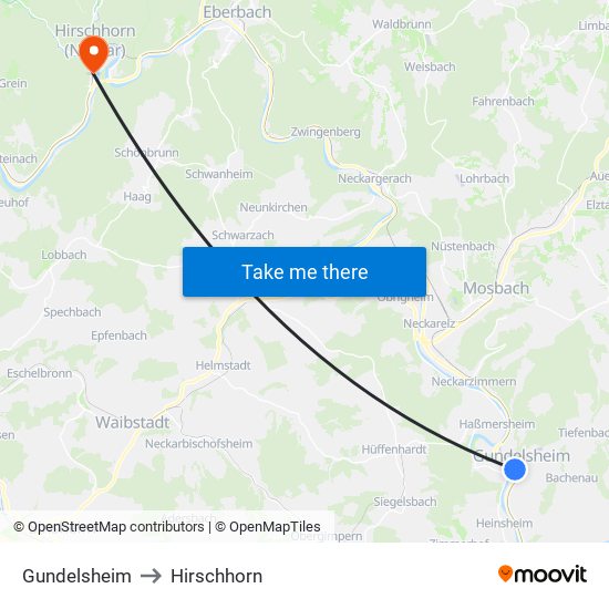 Gundelsheim to Hirschhorn map