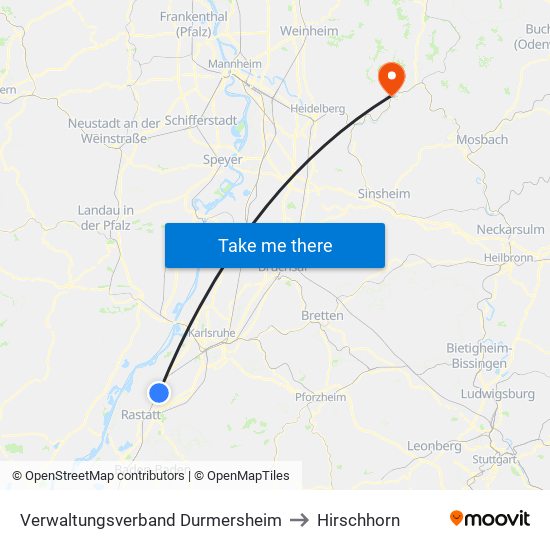 Verwaltungsverband Durmersheim to Hirschhorn map