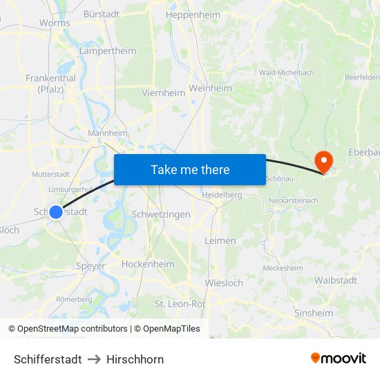 Schifferstadt to Hirschhorn map