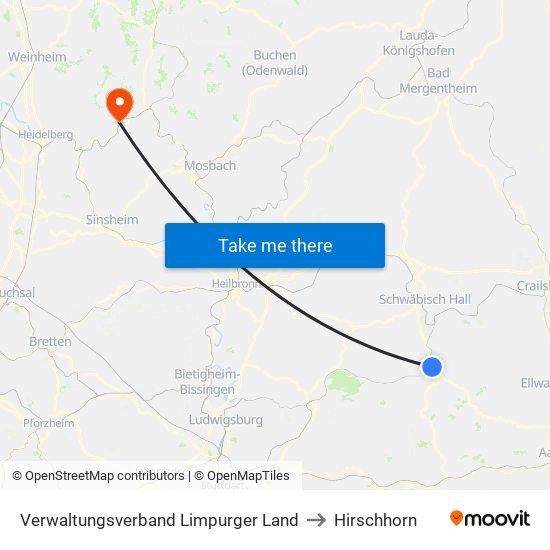 Verwaltungsverband Limpurger Land to Hirschhorn map