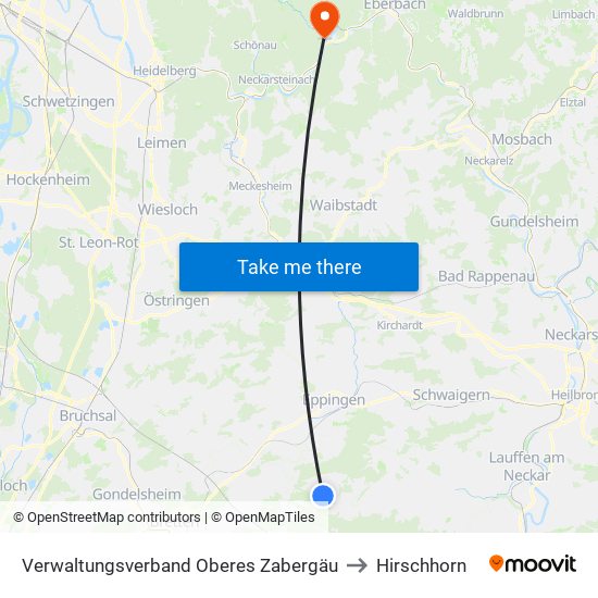 Verwaltungsverband Oberes Zabergäu to Hirschhorn map