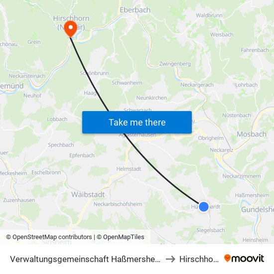 Verwaltungsgemeinschaft Haßmersheim to Hirschhorn map