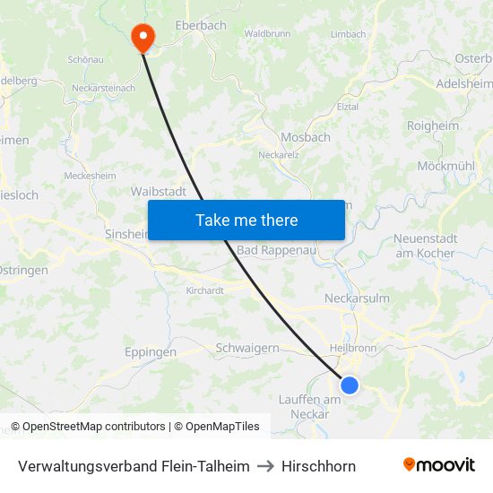 Verwaltungsverband Flein-Talheim to Hirschhorn map