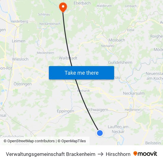Verwaltungsgemeinschaft Brackenheim to Hirschhorn map