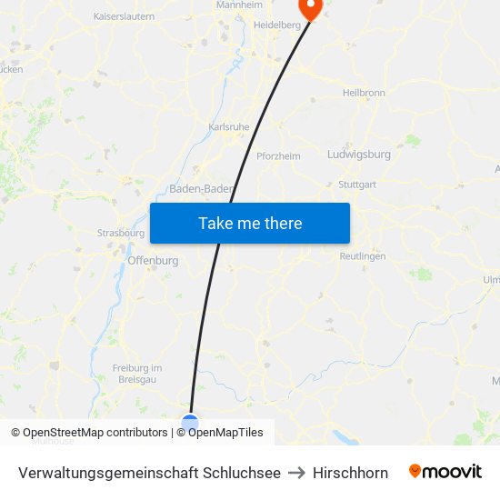 Verwaltungsgemeinschaft Schluchsee to Hirschhorn map