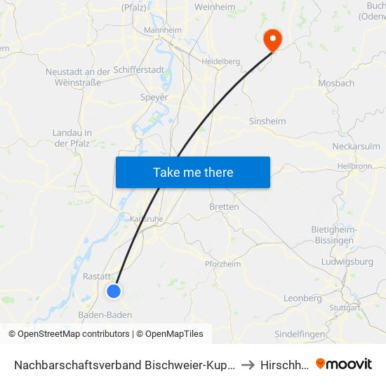 Nachbarschaftsverband Bischweier-Kuppenheim to Hirschhorn map