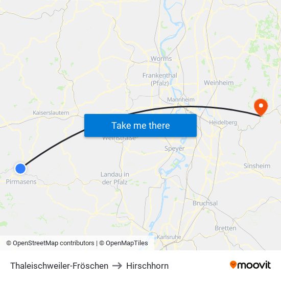 Thaleischweiler-Fröschen to Hirschhorn map