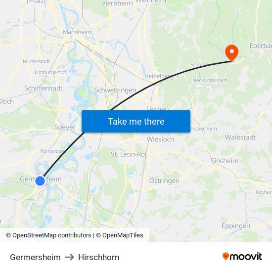 Germersheim to Hirschhorn map