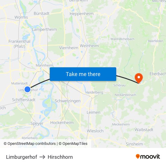 Limburgerhof to Hirschhorn map