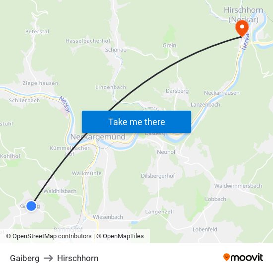 Gaiberg to Hirschhorn map