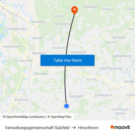 Verwaltungsgemeinschaft Sulzfeld to Hirschhorn map