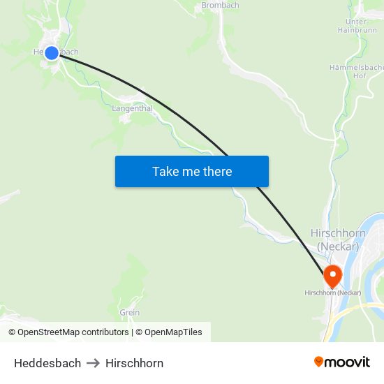 Heddesbach to Hirschhorn map