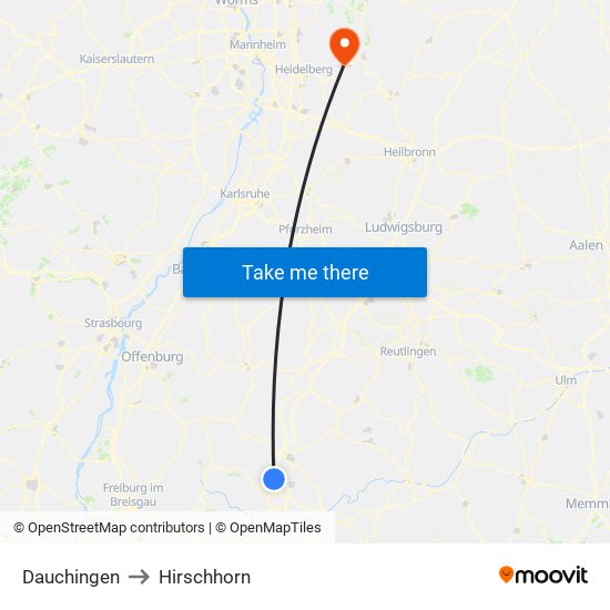 Dauchingen to Hirschhorn map