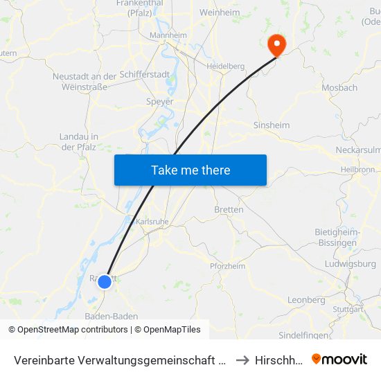 Vereinbarte Verwaltungsgemeinschaft Rastatt to Hirschhorn map