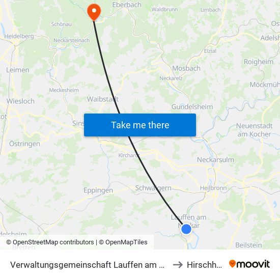 Verwaltungsgemeinschaft Lauffen am Neckar to Hirschhorn map