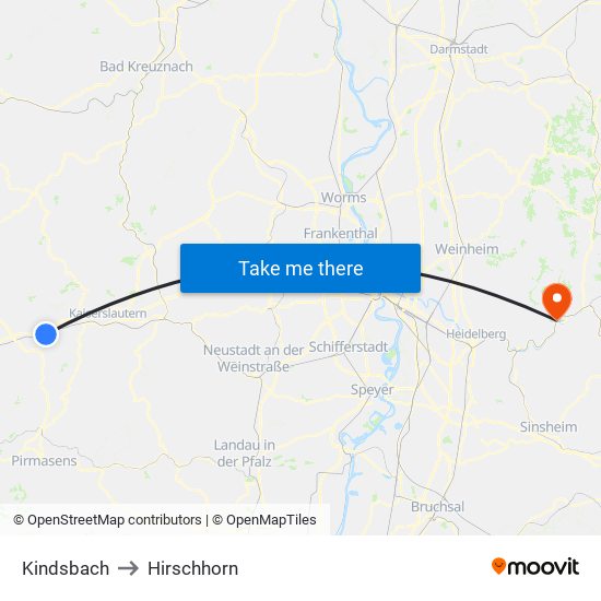 Kindsbach to Hirschhorn map