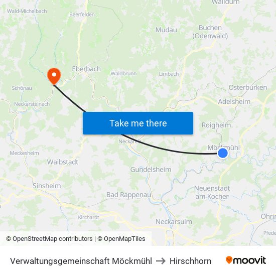 Verwaltungsgemeinschaft Möckmühl to Hirschhorn map