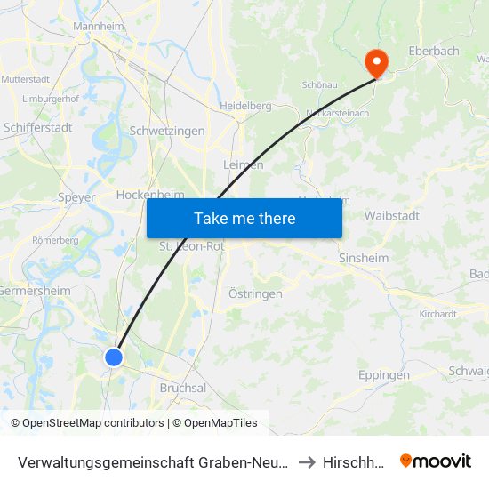 Verwaltungsgemeinschaft Graben-Neudorf to Hirschhorn map