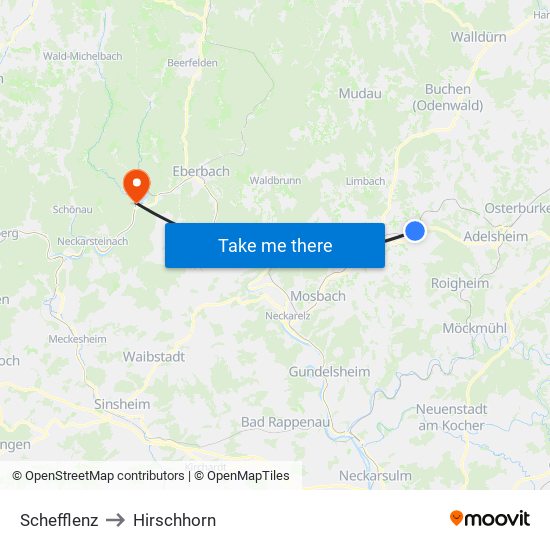 Schefflenz to Hirschhorn map
