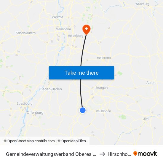 Gemeindeverwaltungsverband Oberes Gäu to Hirschhorn map