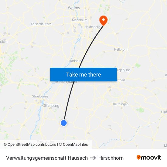 Verwaltungsgemeinschaft Hausach to Hirschhorn map