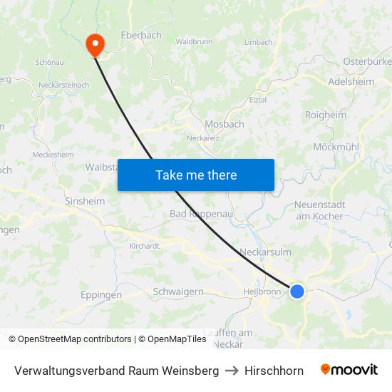 Verwaltungsverband Raum Weinsberg to Hirschhorn map