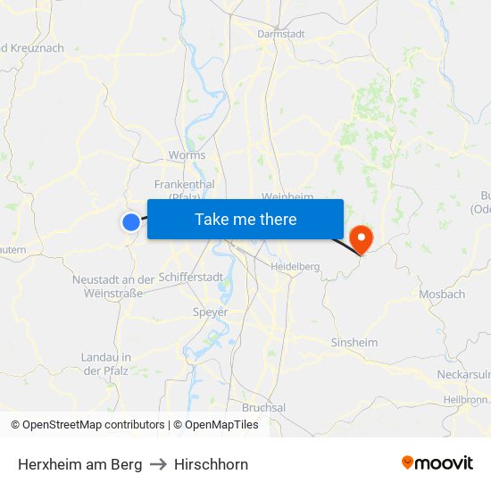 Herxheim am Berg to Hirschhorn map