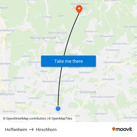 Hoffenheim to Hirschhorn map