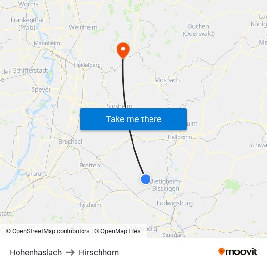 Hohenhaslach to Hirschhorn map