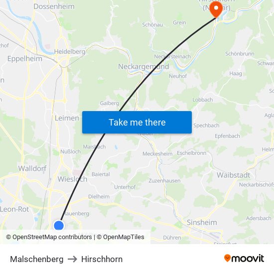 Malschenberg to Hirschhorn map