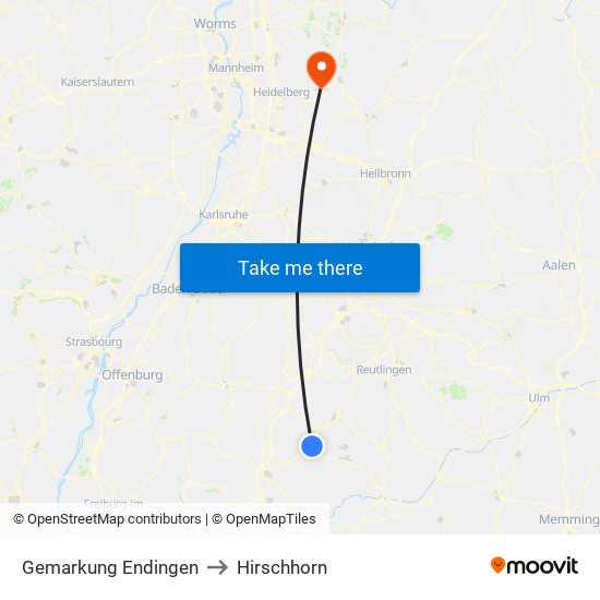 Gemarkung Endingen to Hirschhorn map