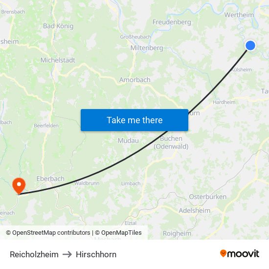 Reicholzheim to Hirschhorn map