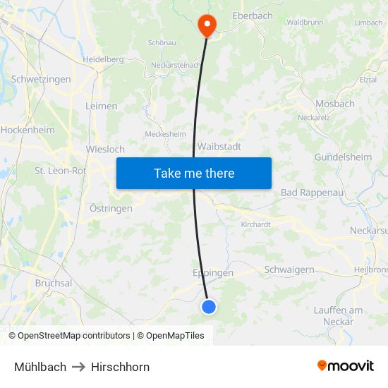 Mühlbach to Hirschhorn map