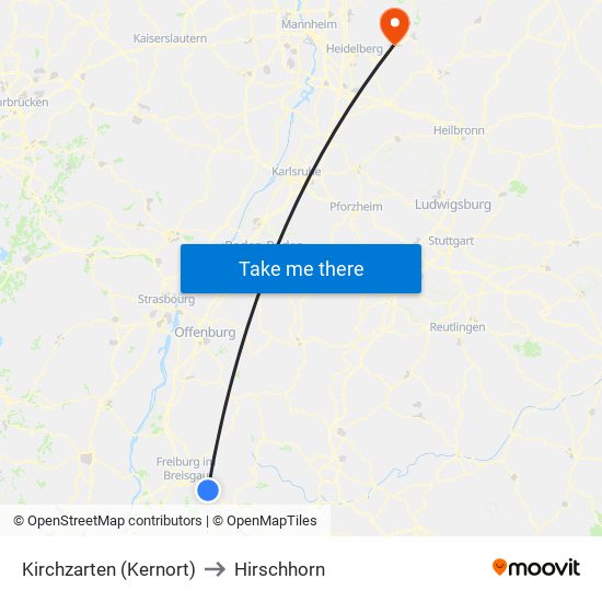 Kirchzarten (Kernort) to Hirschhorn map