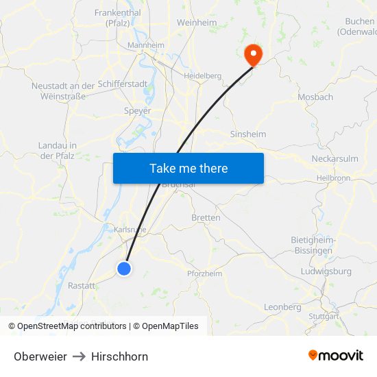 Oberweier to Hirschhorn map