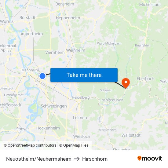 Neuostheim/Neuhermsheim to Hirschhorn map