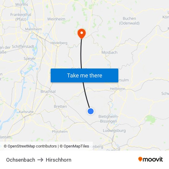 Ochsenbach to Hirschhorn map